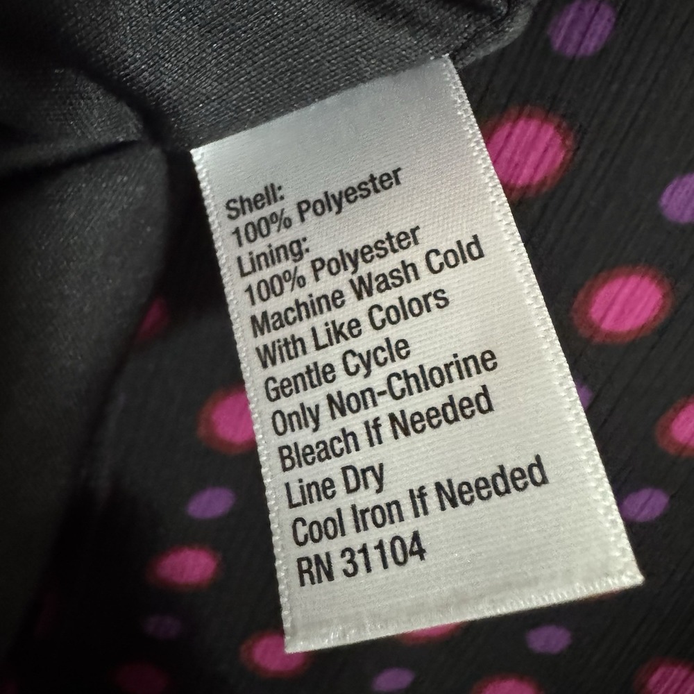 The Limited‎ Long Sleeve Tie Neck Shift Dress Size 10 Black Pink Polka Dot Retro - Picture 8 of 15